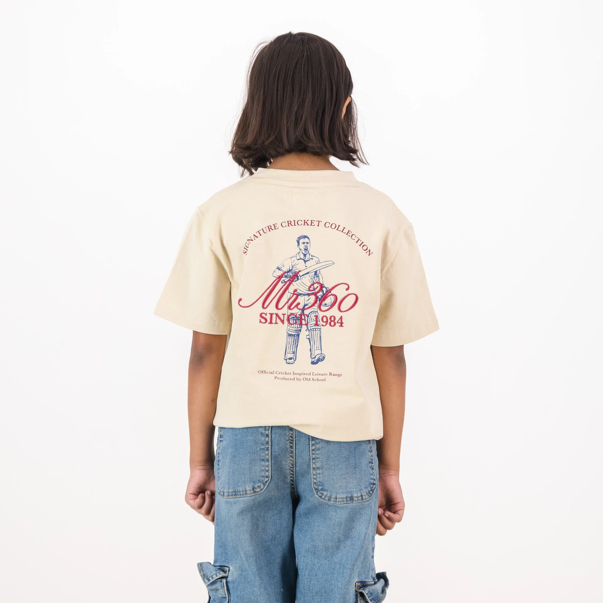 AB de Villiers 360 Back Graphic Kids Crew T-Shirt Ivory - Image 5