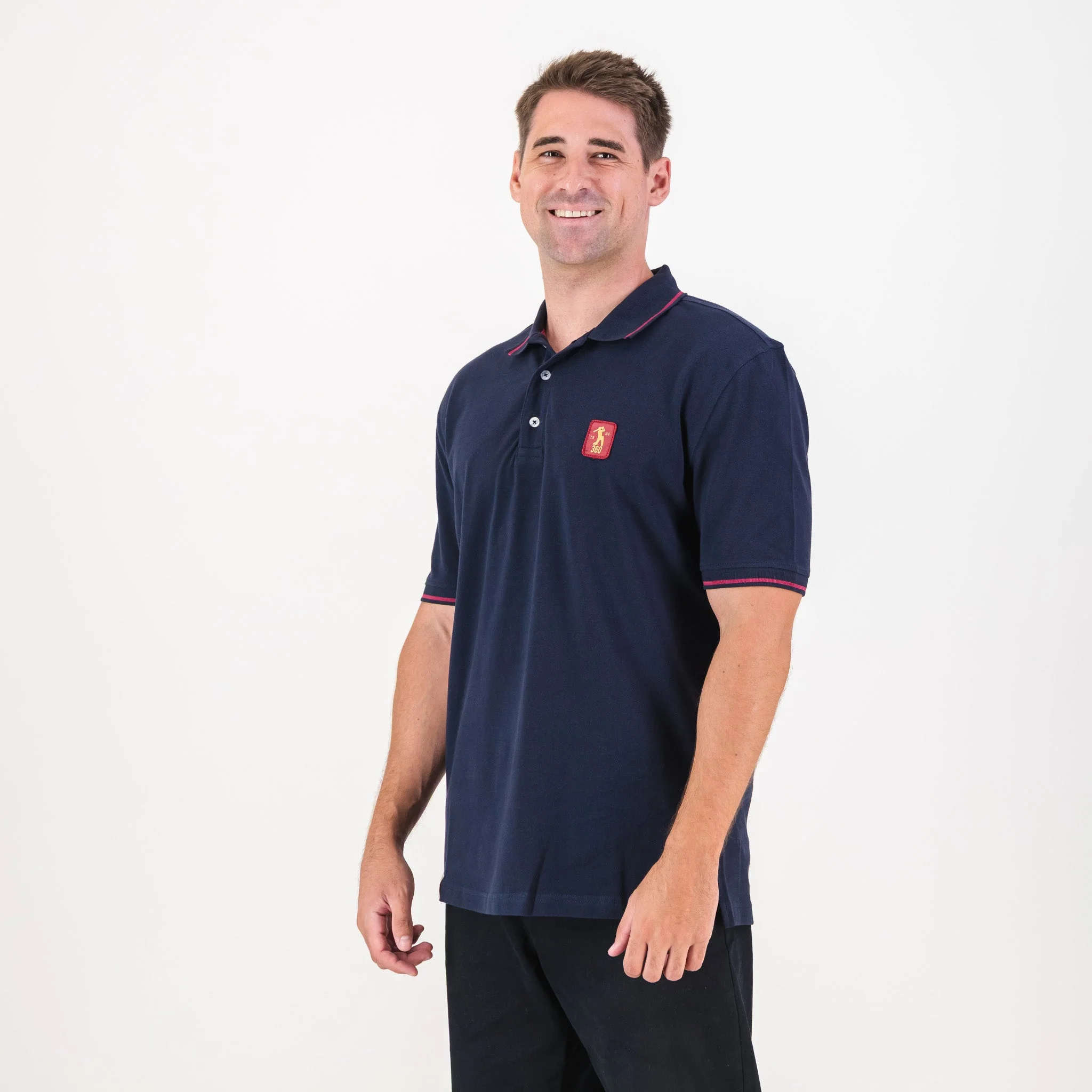 AB de Villiers 360 Small Logo Short Sleeve Polo Navy - Image 7