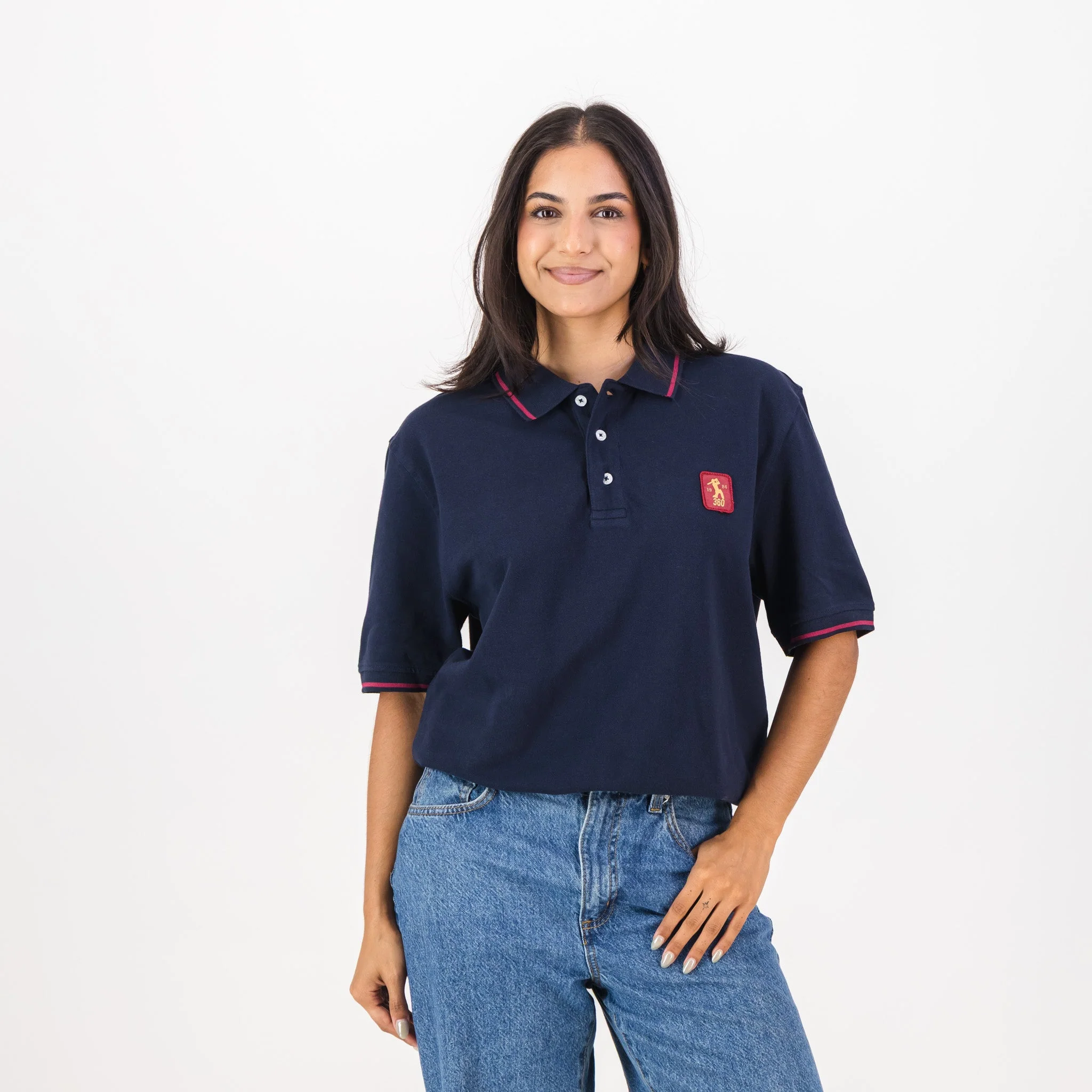 AB de Villiers 360 Small Logo Short Sleeve Polo Navy - Image 8