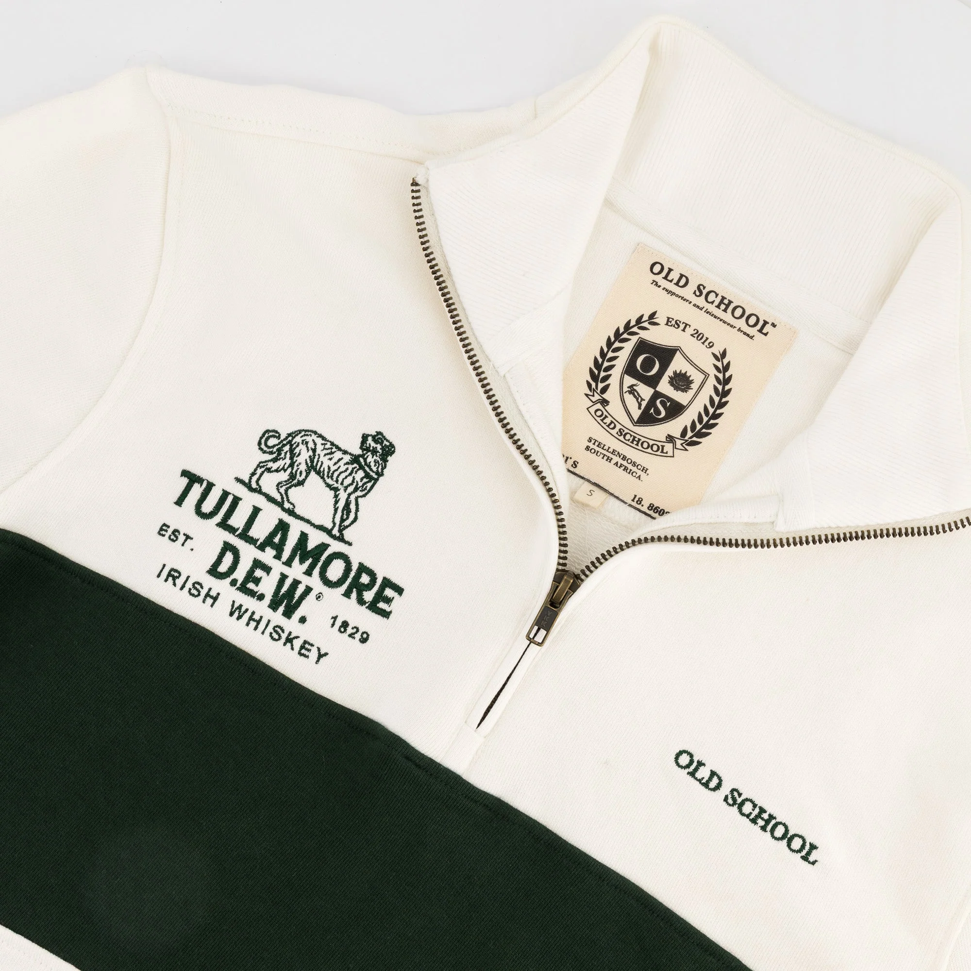 B2B Old School Tullamore Dew Quarter Zip Sweat Panel Green White - Image 6