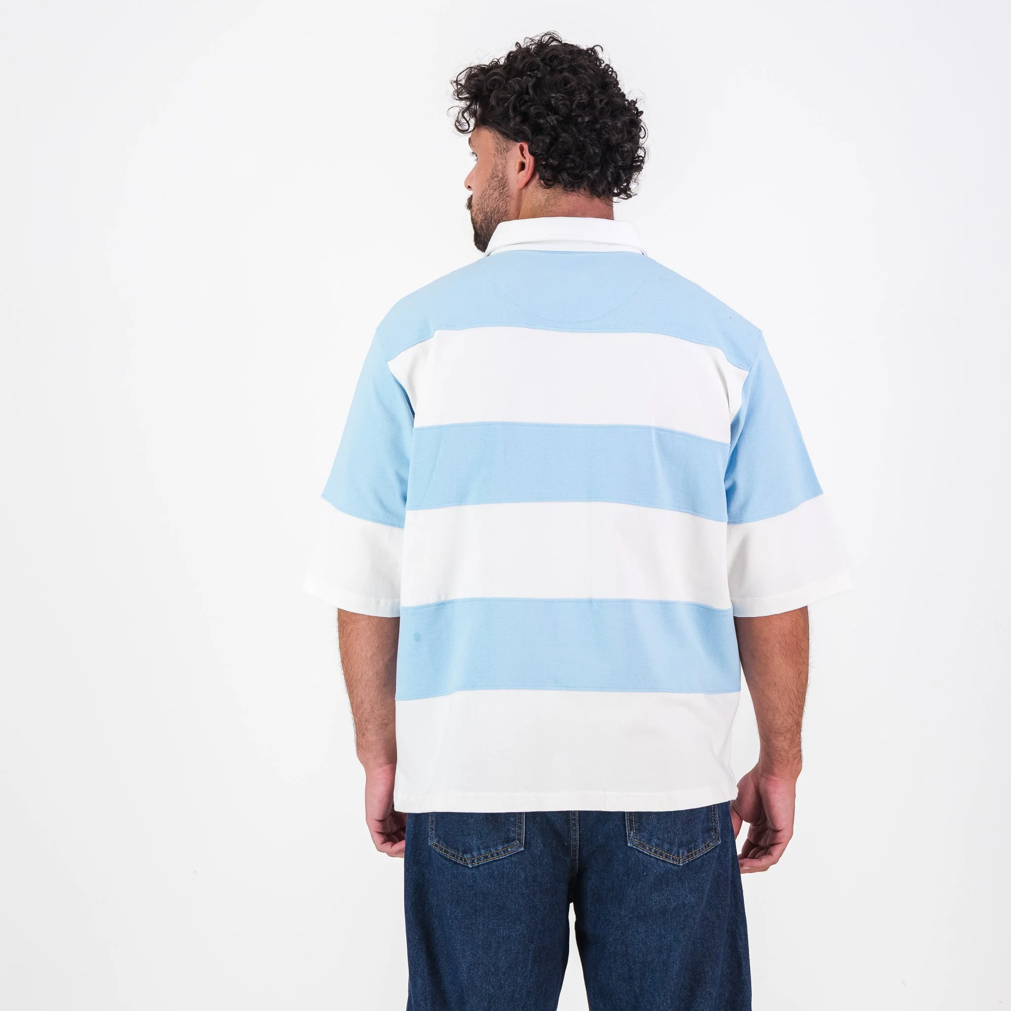 Manchester City YD Stripe SS Rugby Polo-Sky Blue - Image 6