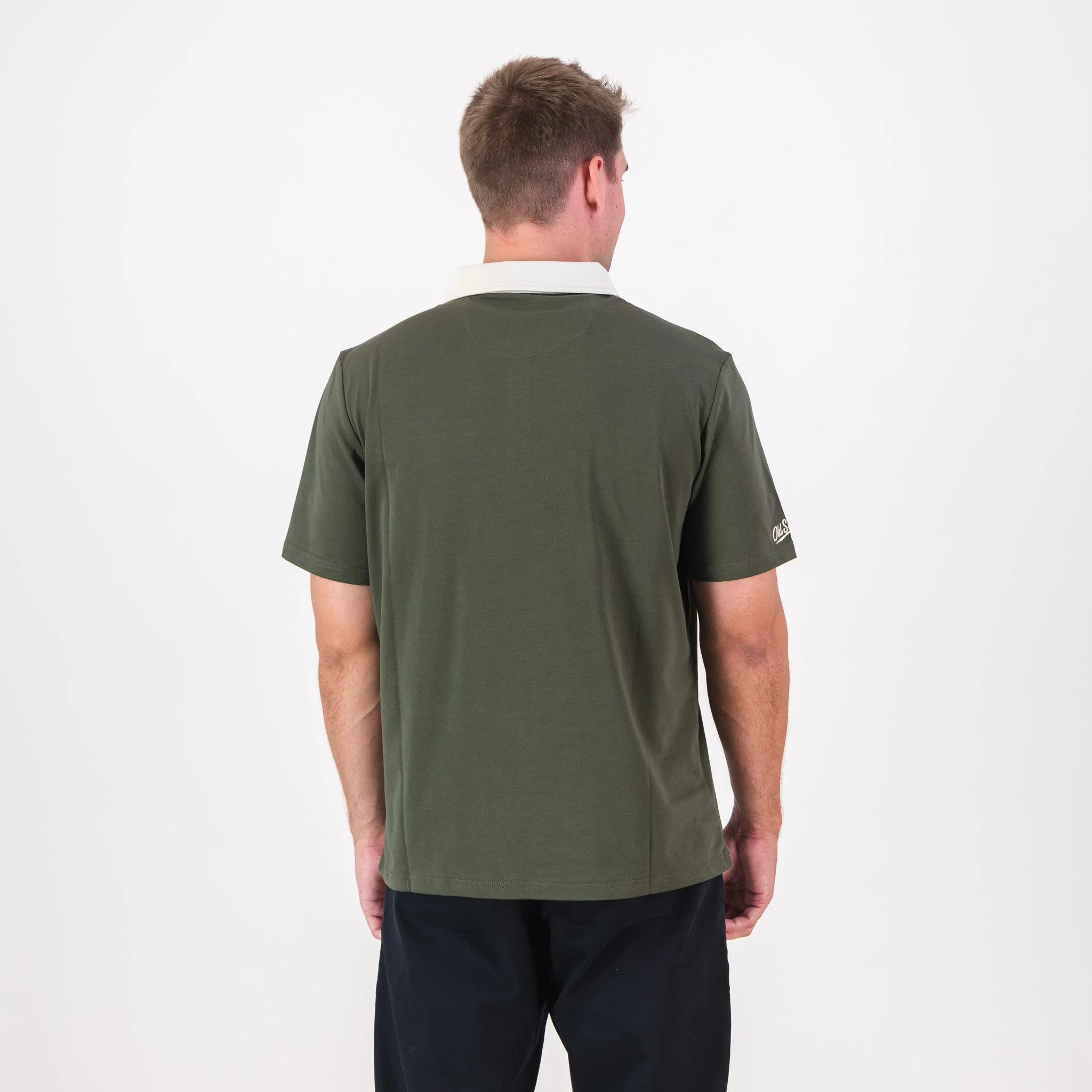 Old School Leisure Pocket SS Polo Green - Image 4