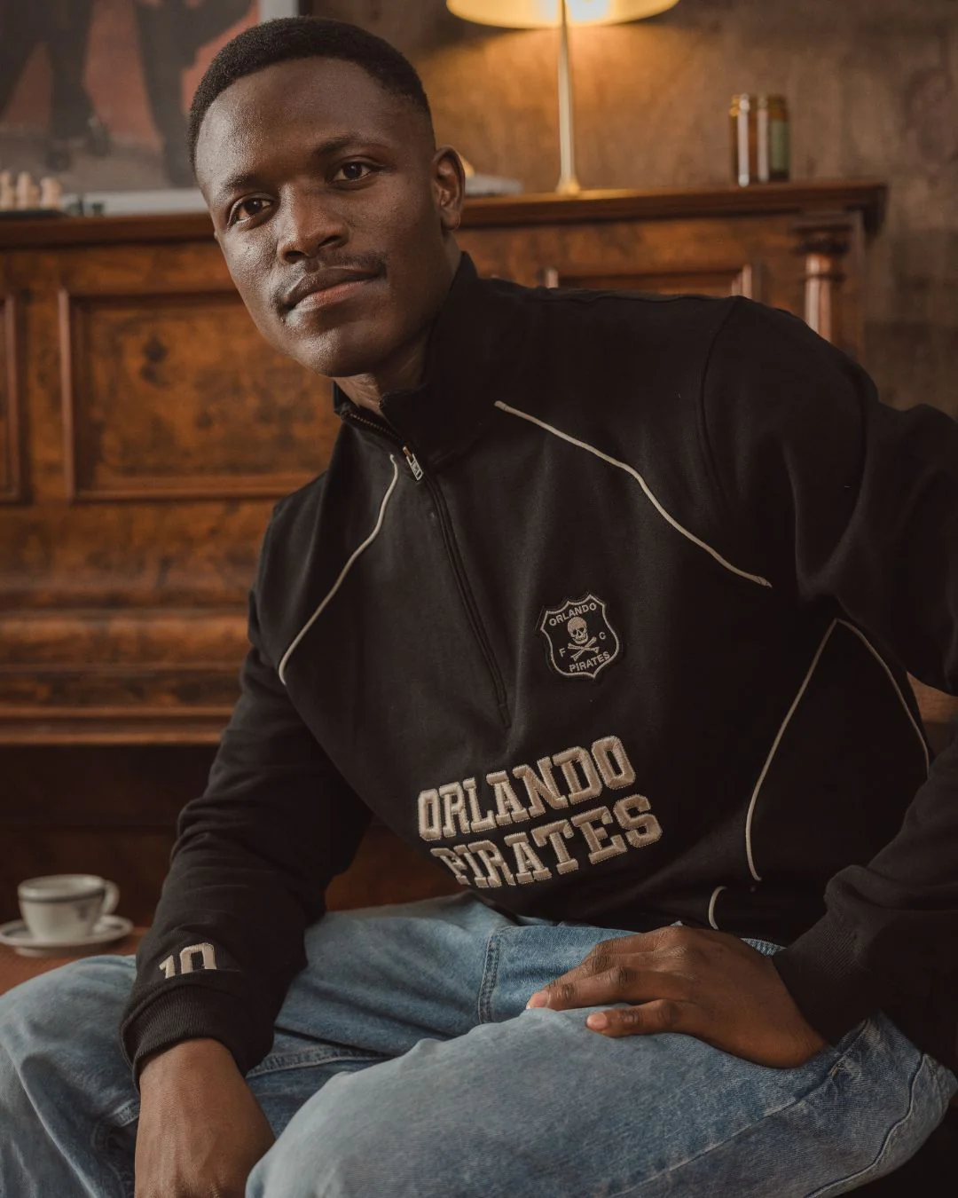 Orlando Pirates Piped Quarter Zip Sweat-black - Image 3