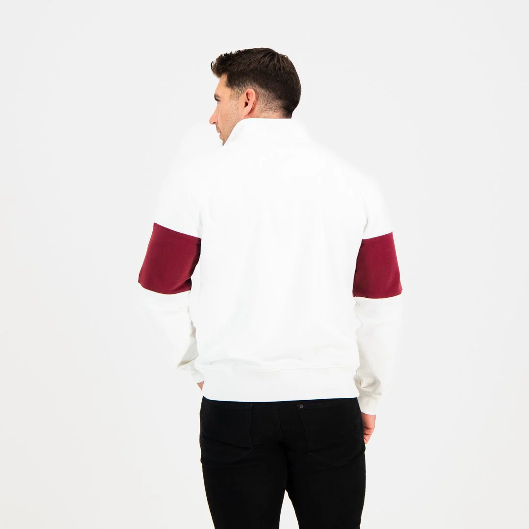 Old School Hoop Quarter Zip Sweat-Maroon - Image 3