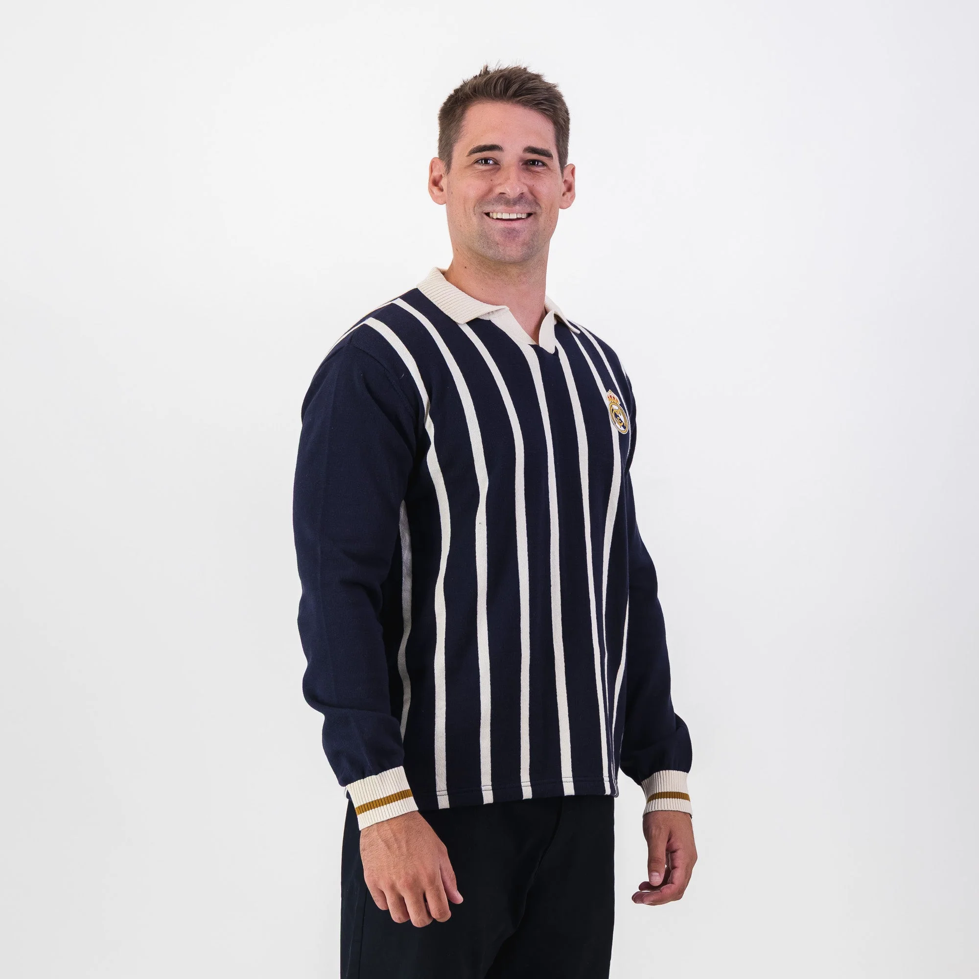 Real Madrid Stripe LS Knit Jersey-Navy - Image 4