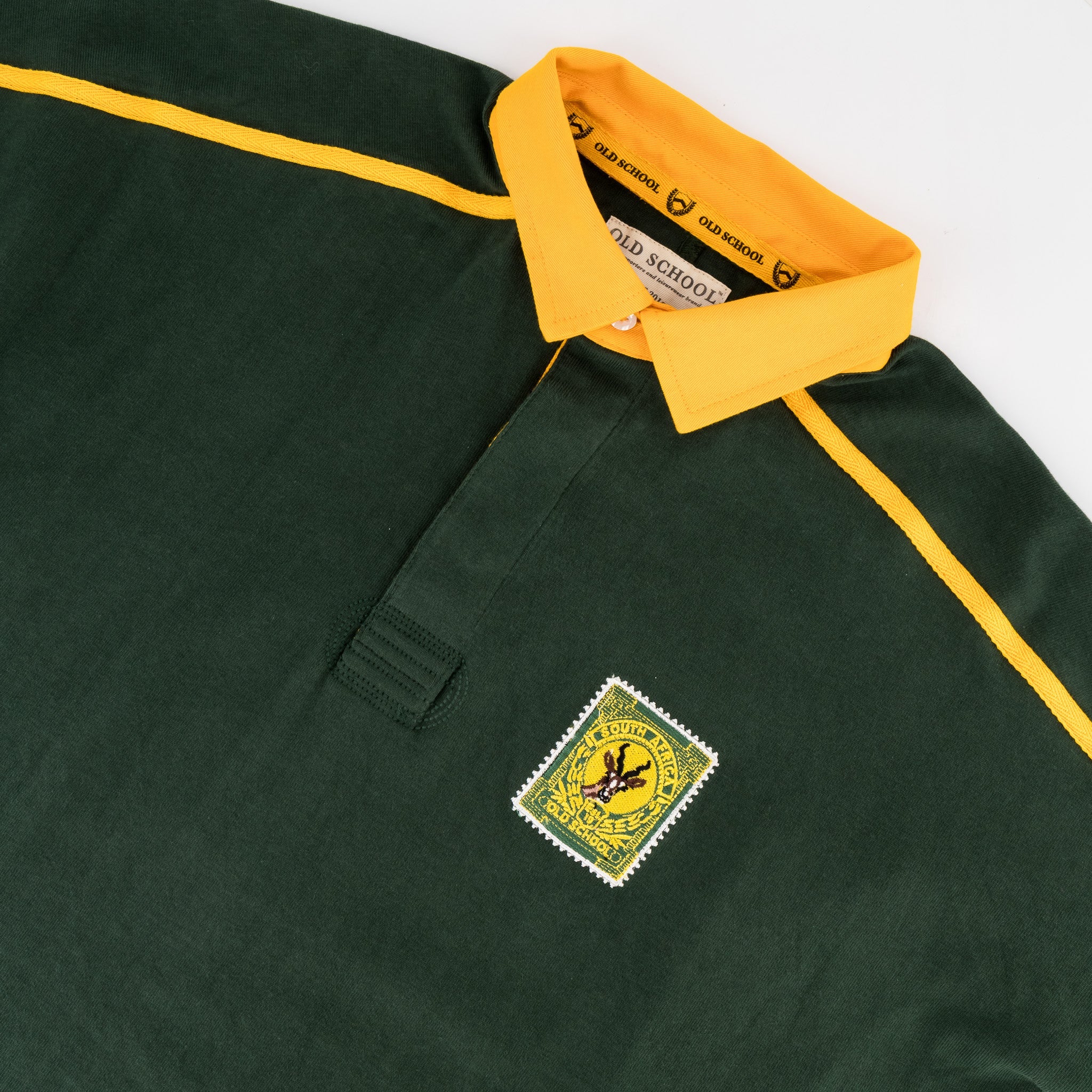 SA Supporters Twill Sleeve SS Rugby Jersey Raglan Green - Image 6