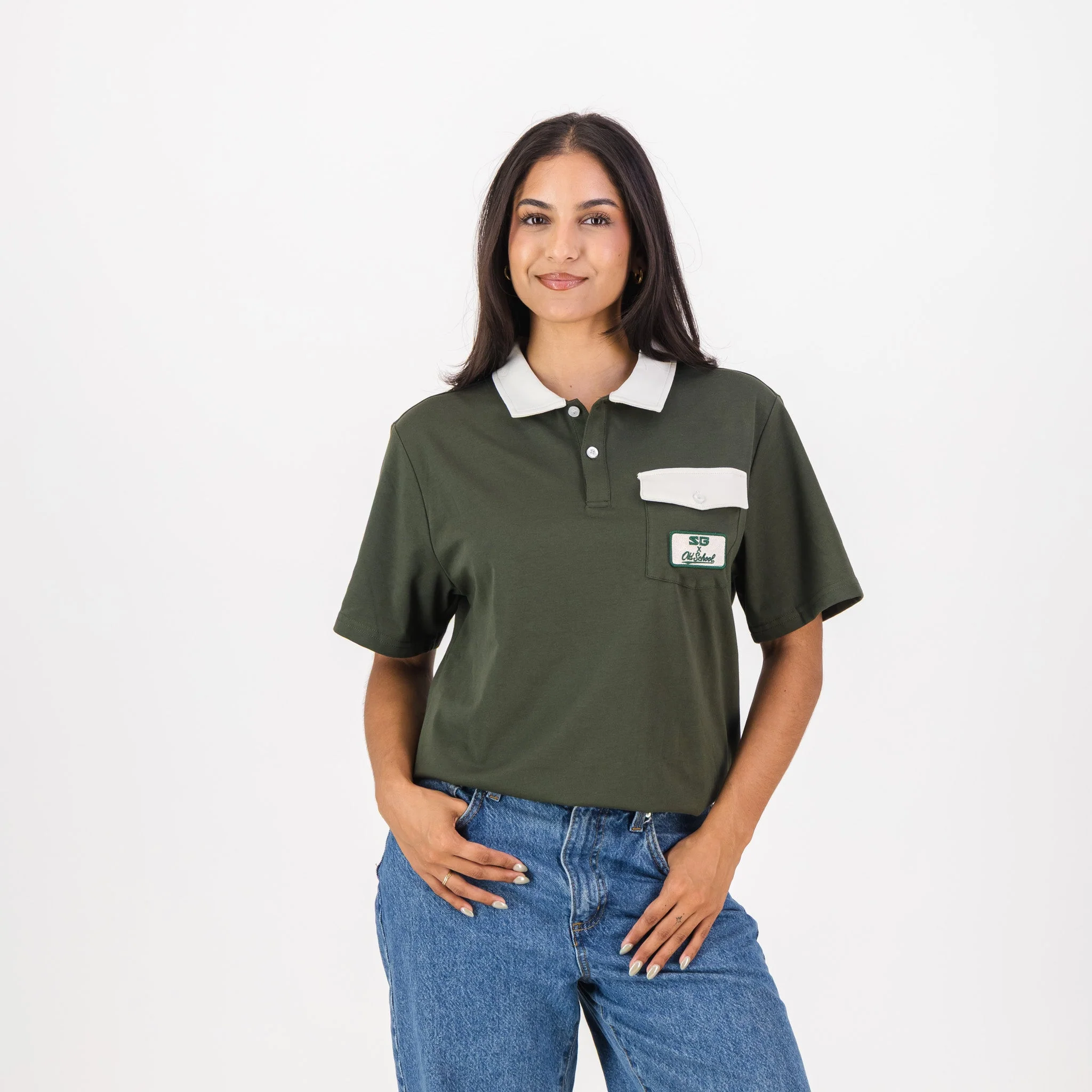 Southern Guards Retro Short Sleeve Golf Polo Pocket Patch Green - Image 3