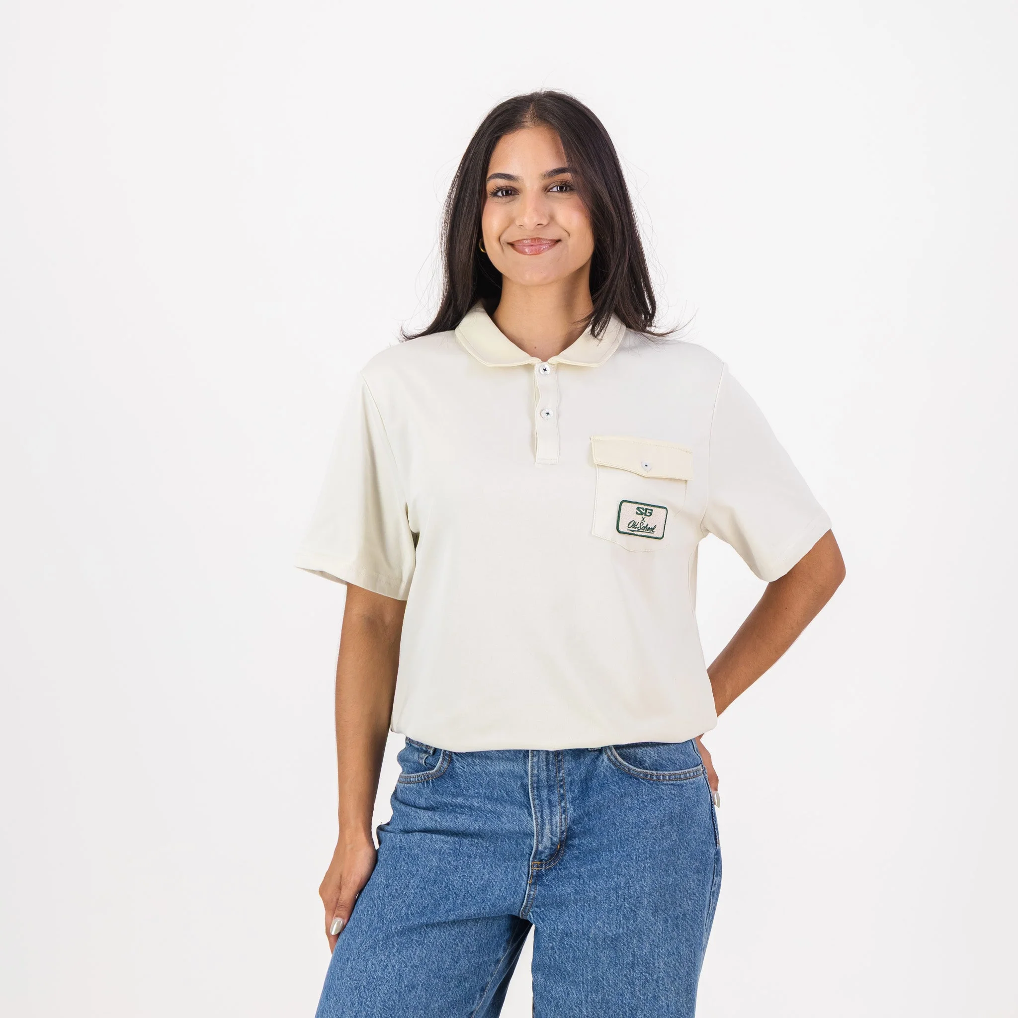 Southern Guards Retro Short Sleeve Golf Polo Pocket Patch Ivory - Image 5