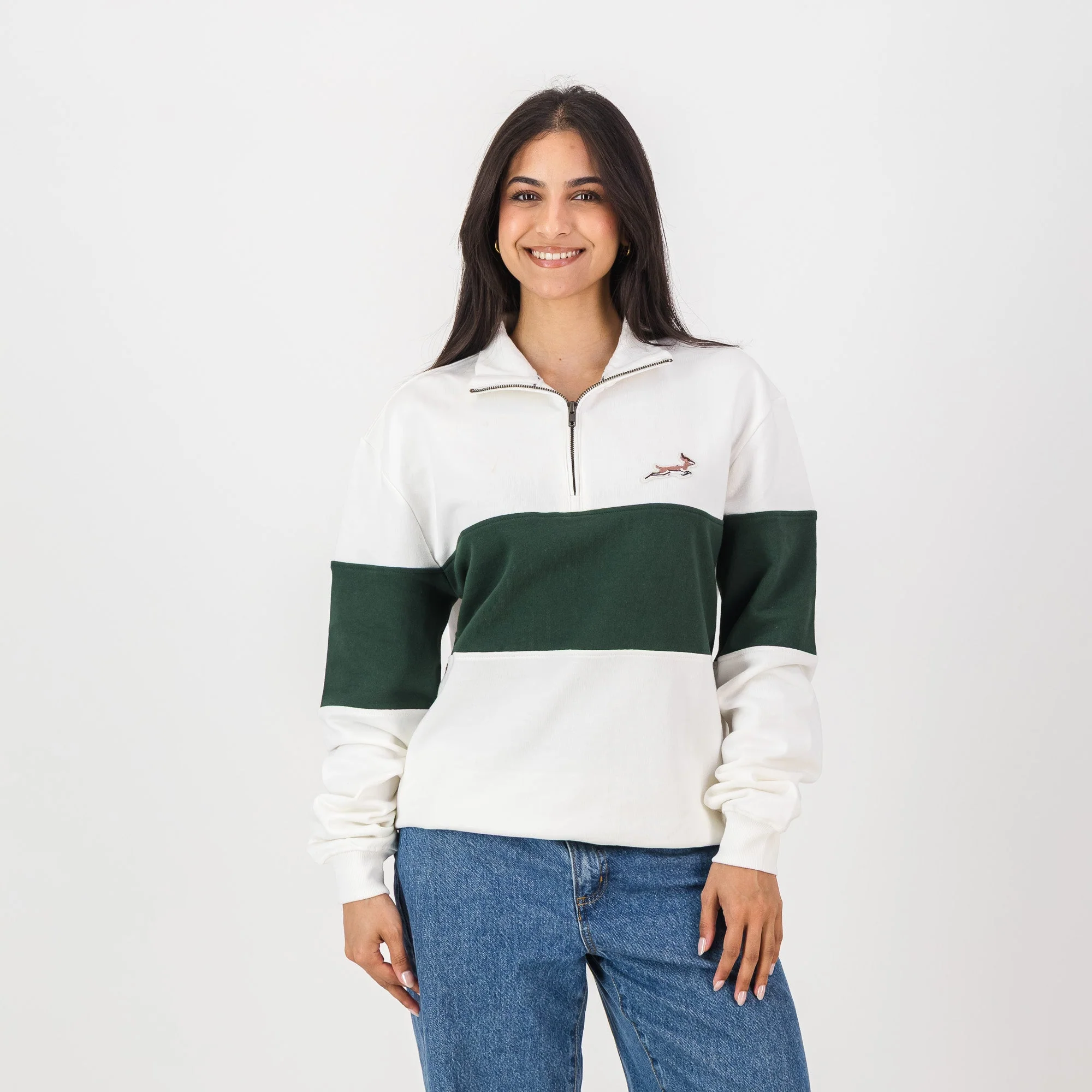 Springboks Classic Hoop Quarter Zip-Cloud Dancer - Image 3