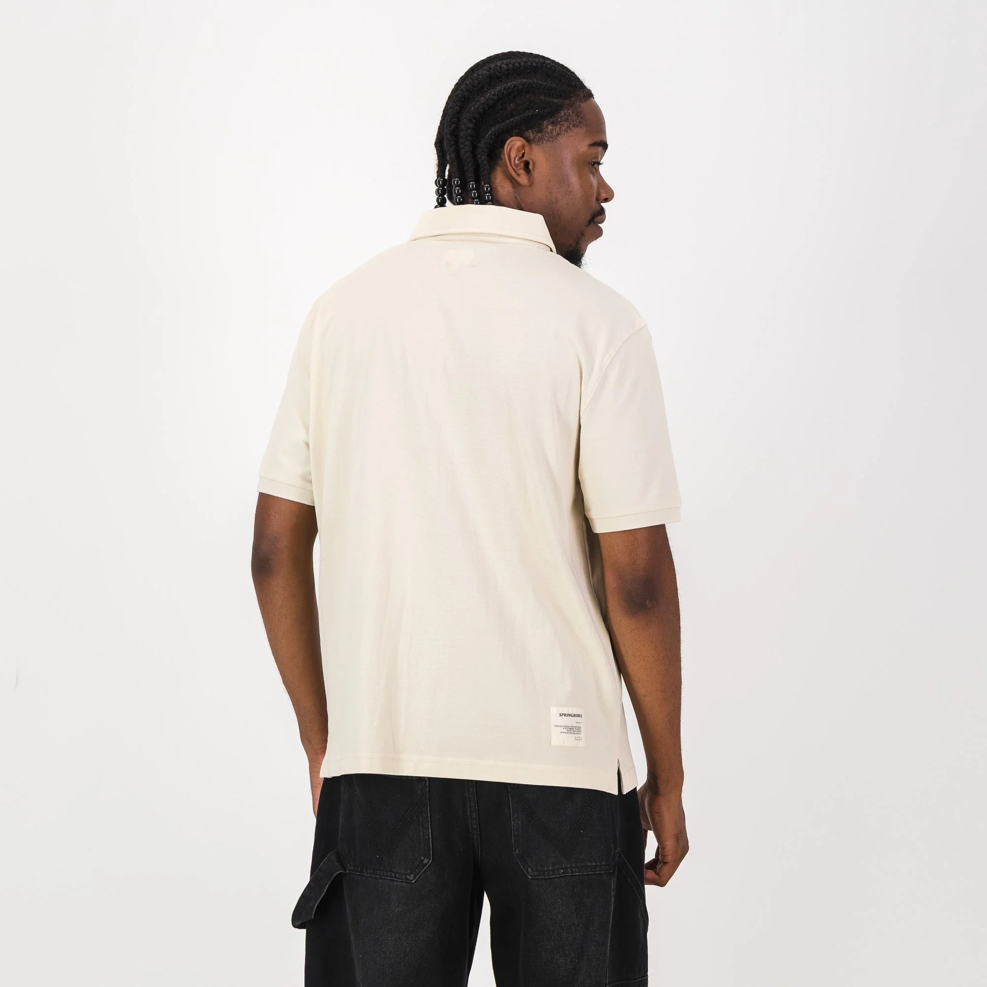 Springboks Contrast Embroidery Polo-Ivory - Image 5