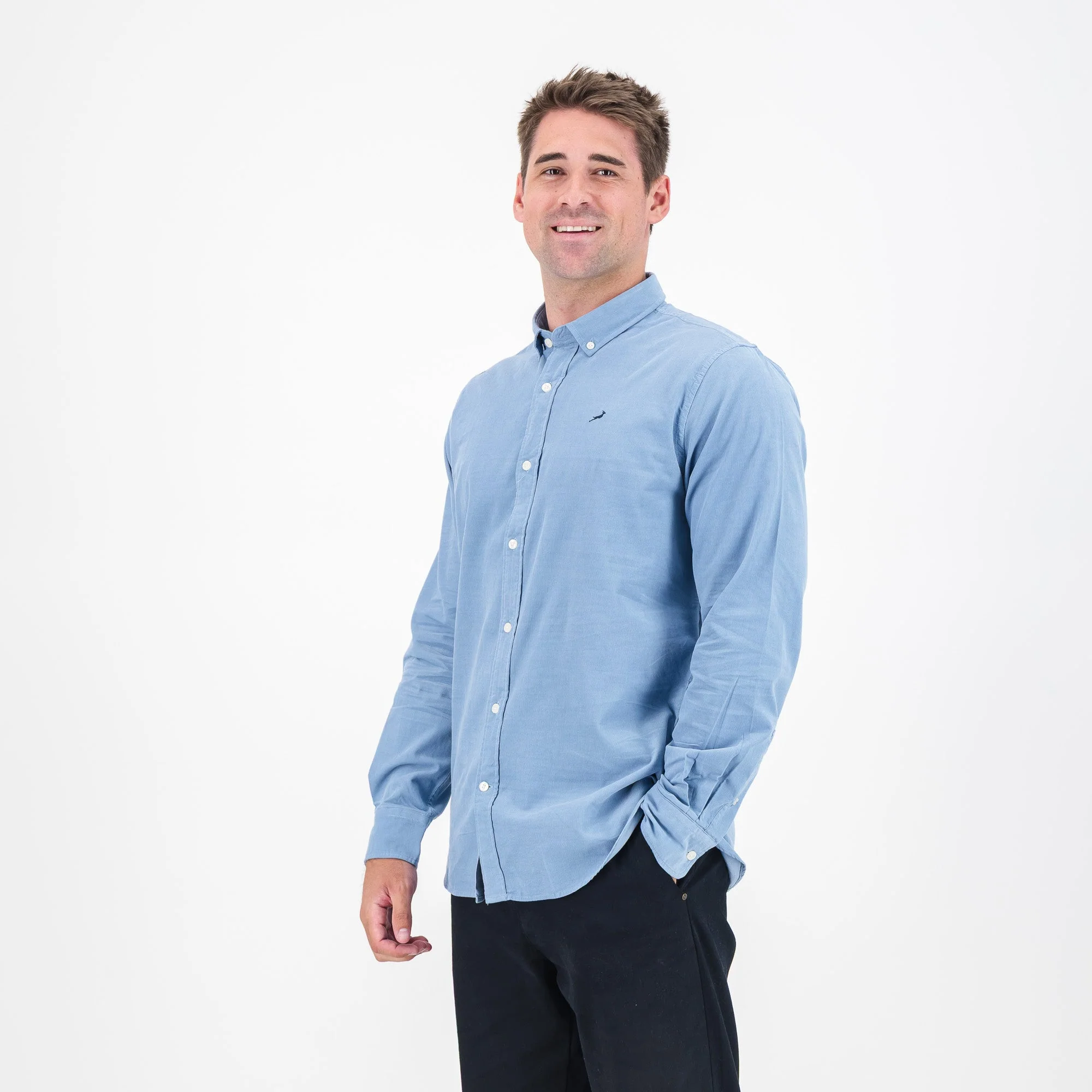 Springboks Fine Corduroy Shirt-Faded Denim - Image 3