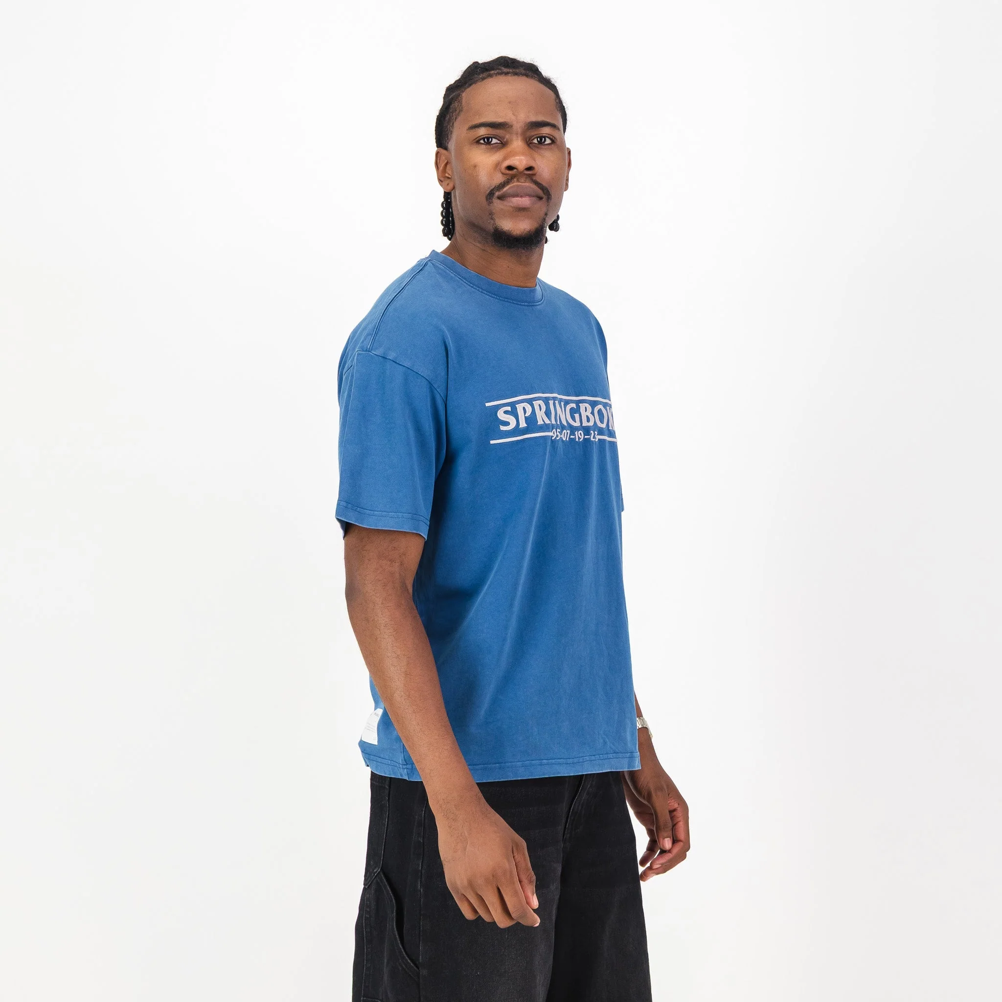 Springboks Four Wins Acid Wash Boxy Crew Tee-Navy - Image 3