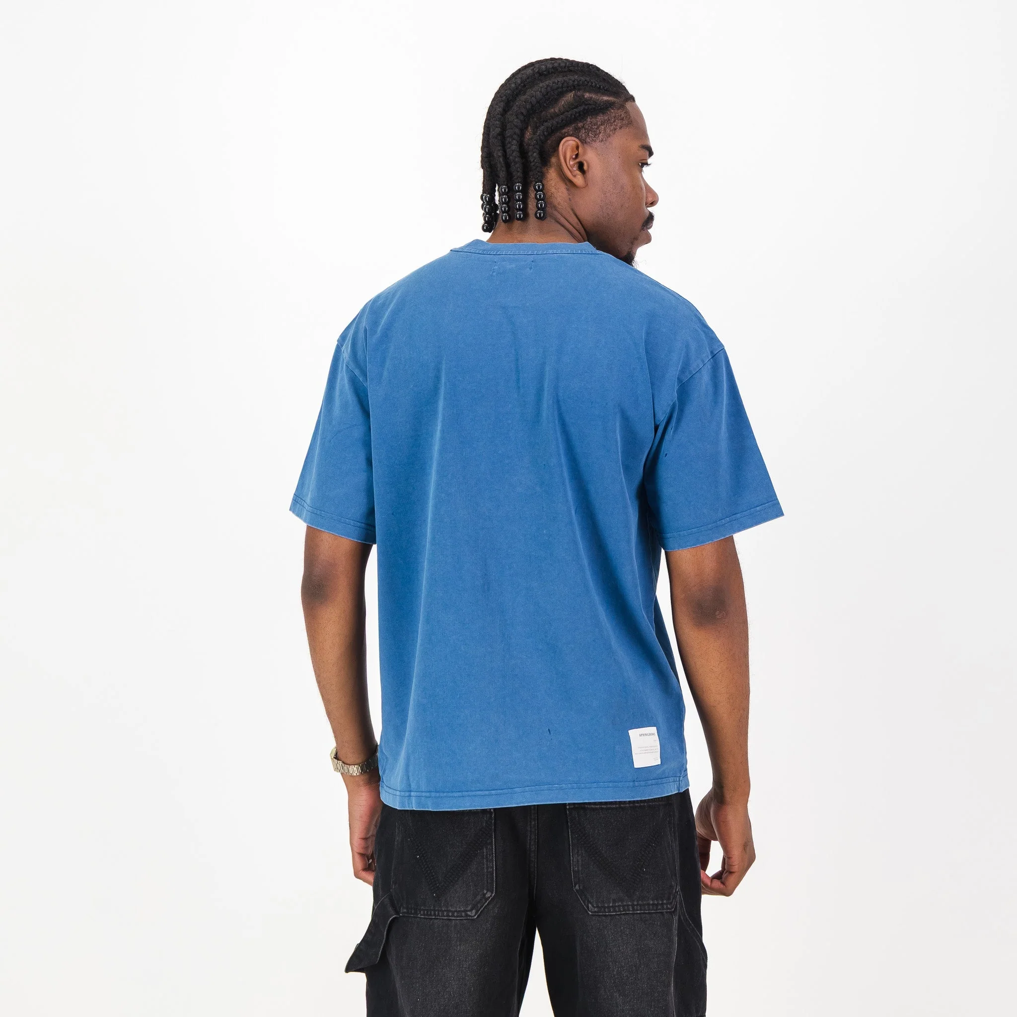 Springboks Four Wins Acid Wash Boxy Crew Tee-Navy - Image 4