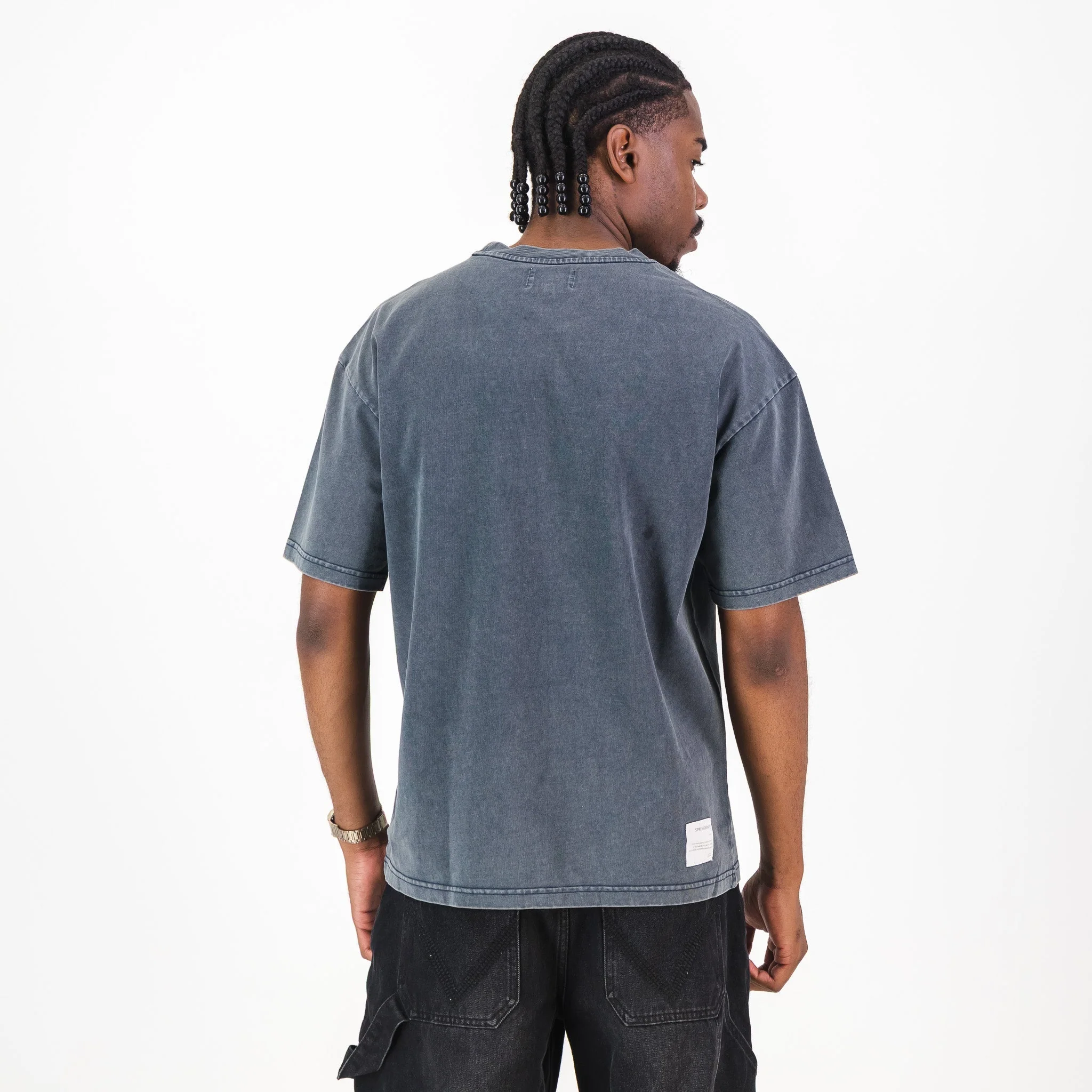 Springboks Four Wins Acid Wash Boxy Crew Tee-Skyway - Image 6