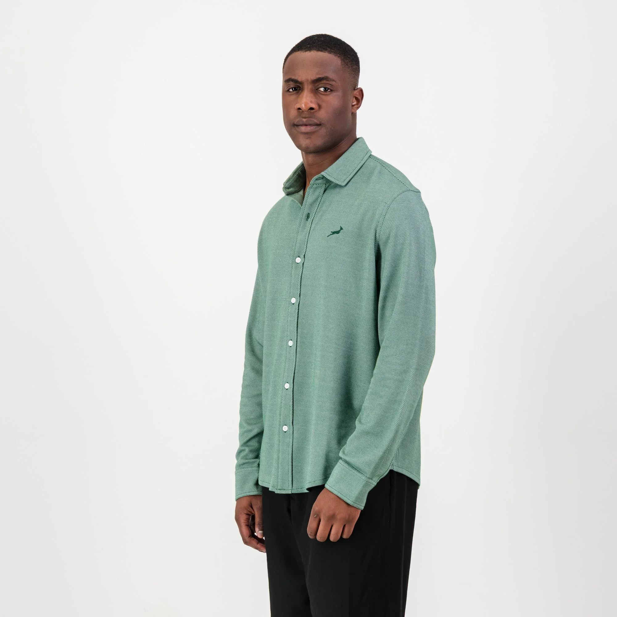 Springboks Jaquard LS Shirt-OS Green - Image 3