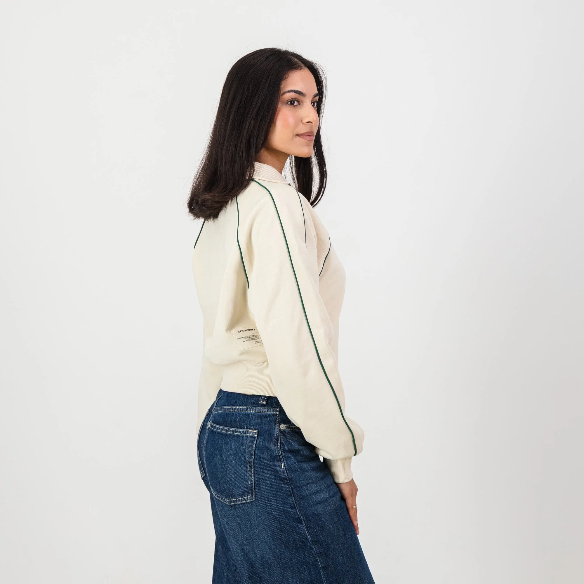 Springboks Ladies Piped Zip Through Sweat-Ivory - Image 5