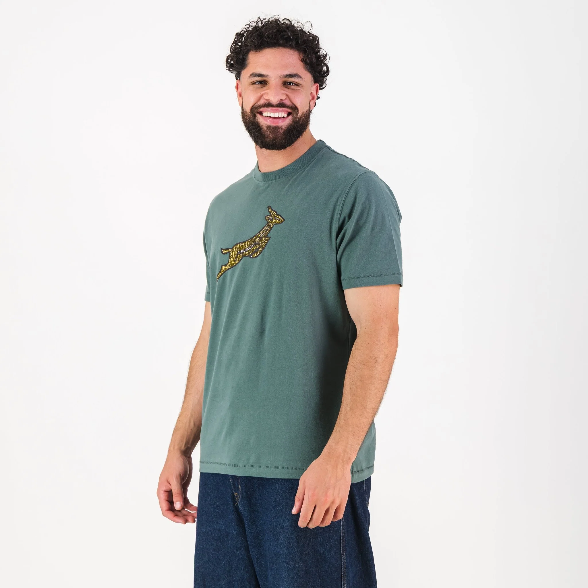 Springboks Mosaic Regular Crew Tee - Forest Green - Image 4