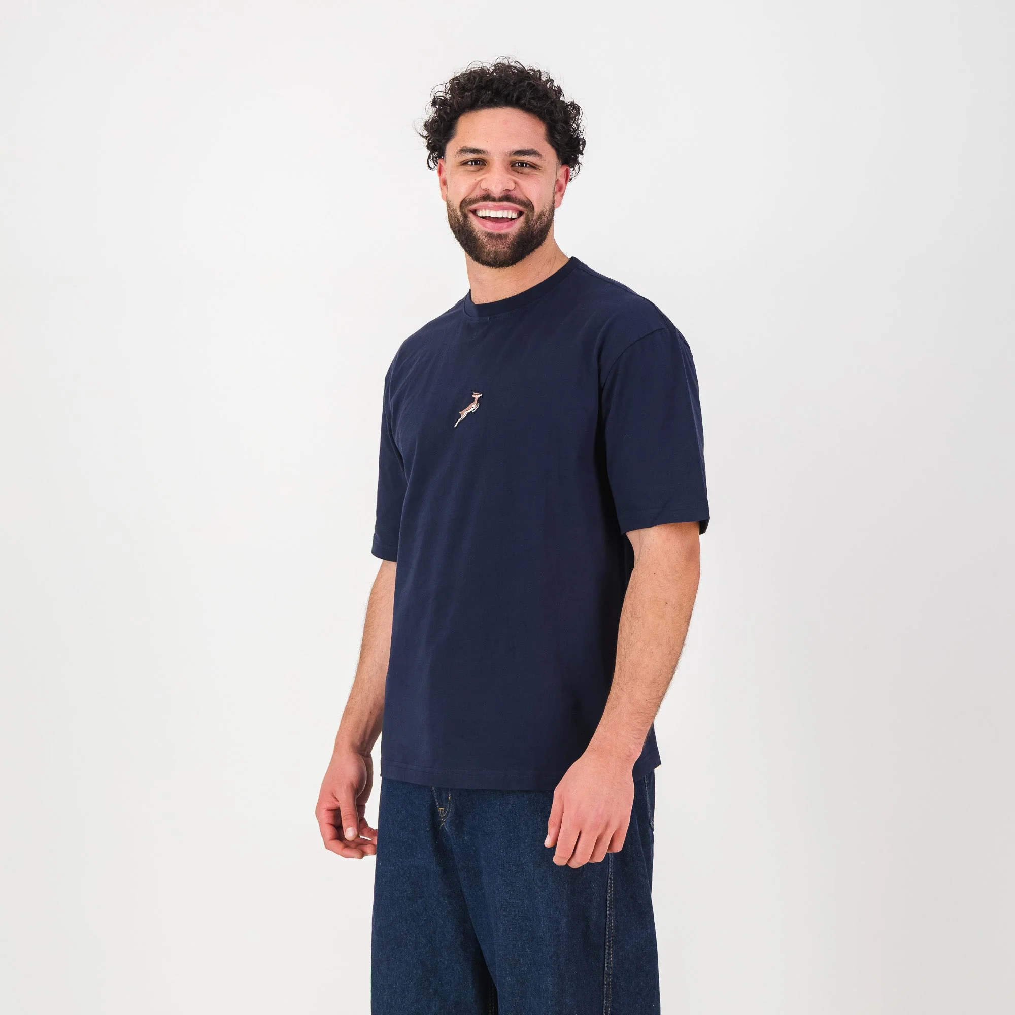 Springboks Nat Badge Boxy Crew Tee-Navy - Image 4