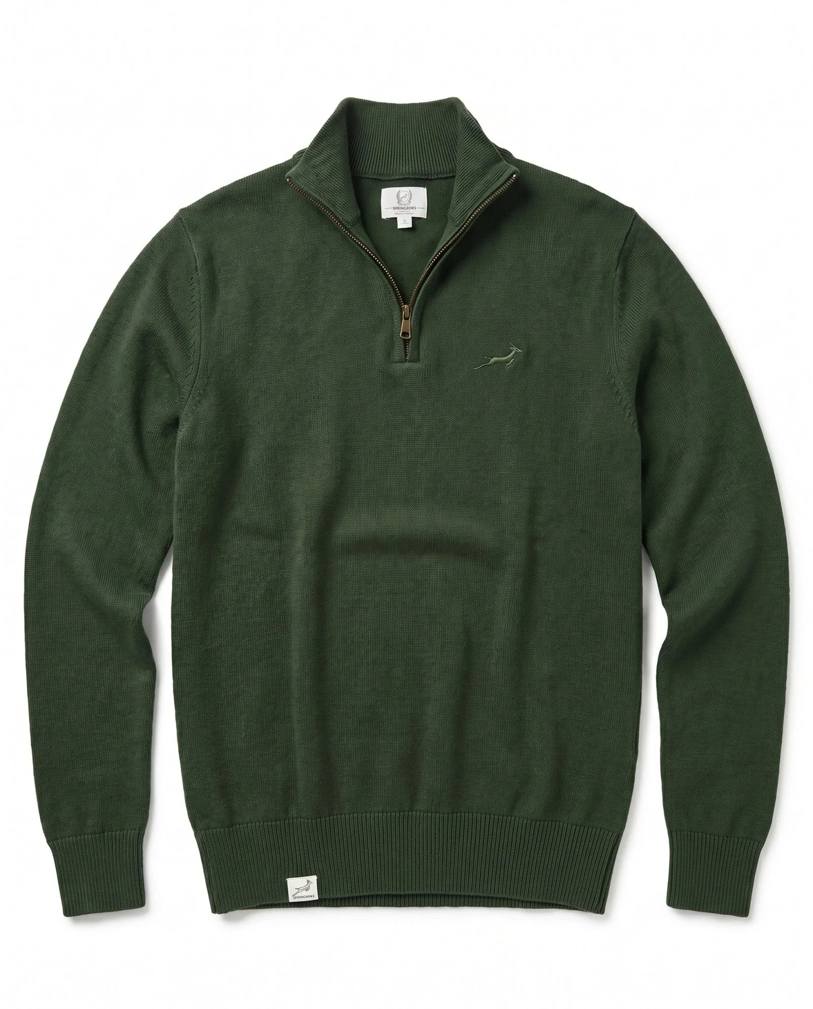 Springboks Quarter Zip Knit Knitwear Rifle Green - Image 3