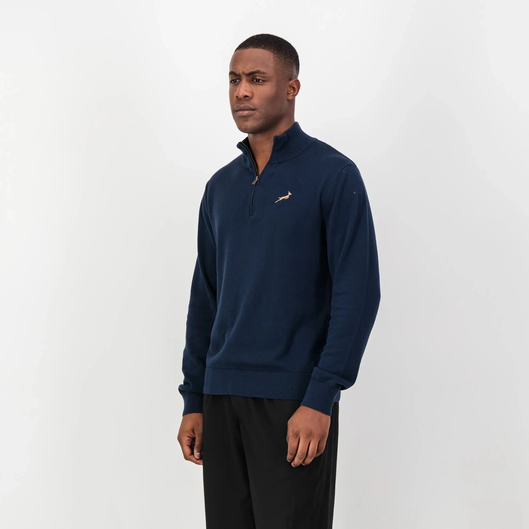 Springboks Quarter Zip Knit-Navy - Image 5