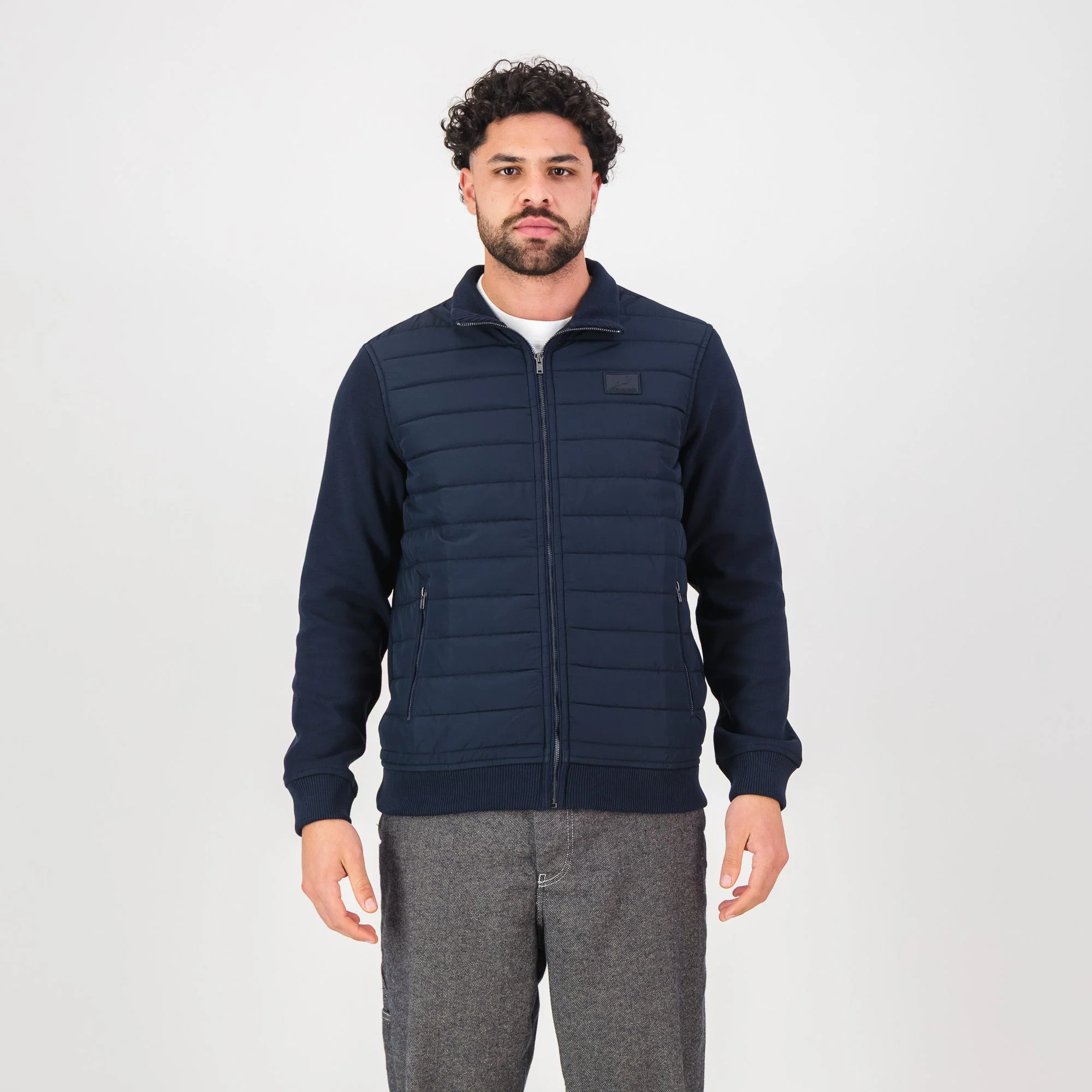 Springboks Quilted Knit Shell Jacket-Navy - Image 3