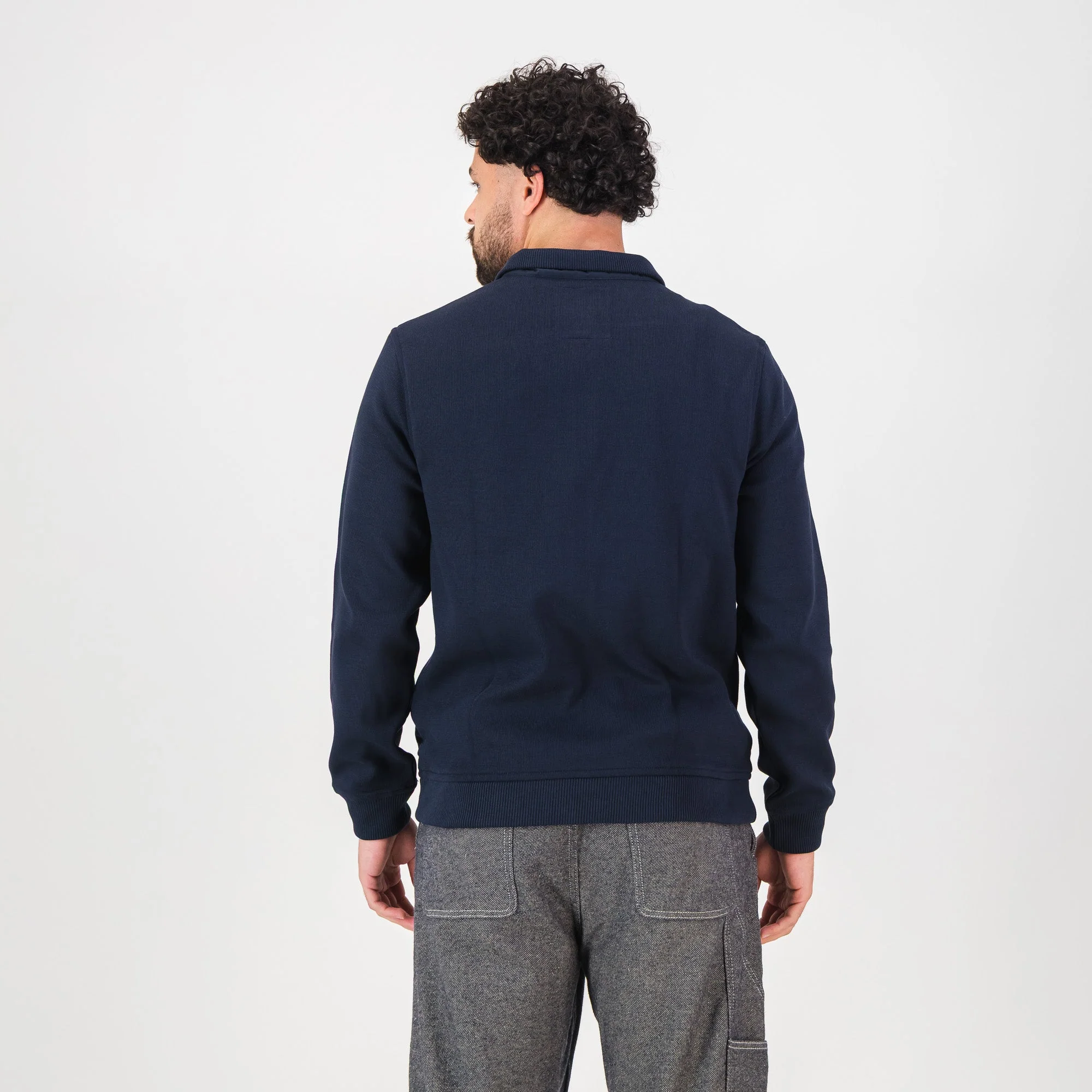 Springboks Quilted Knit Shell Jacket-Navy - Image 6