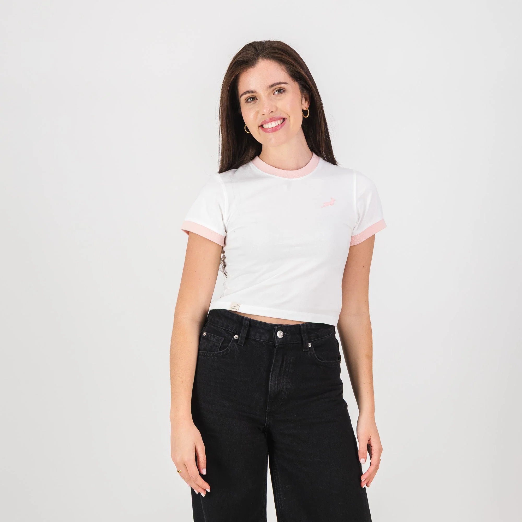 Springboks Ringer Crop Crew Tee - White - Image 2