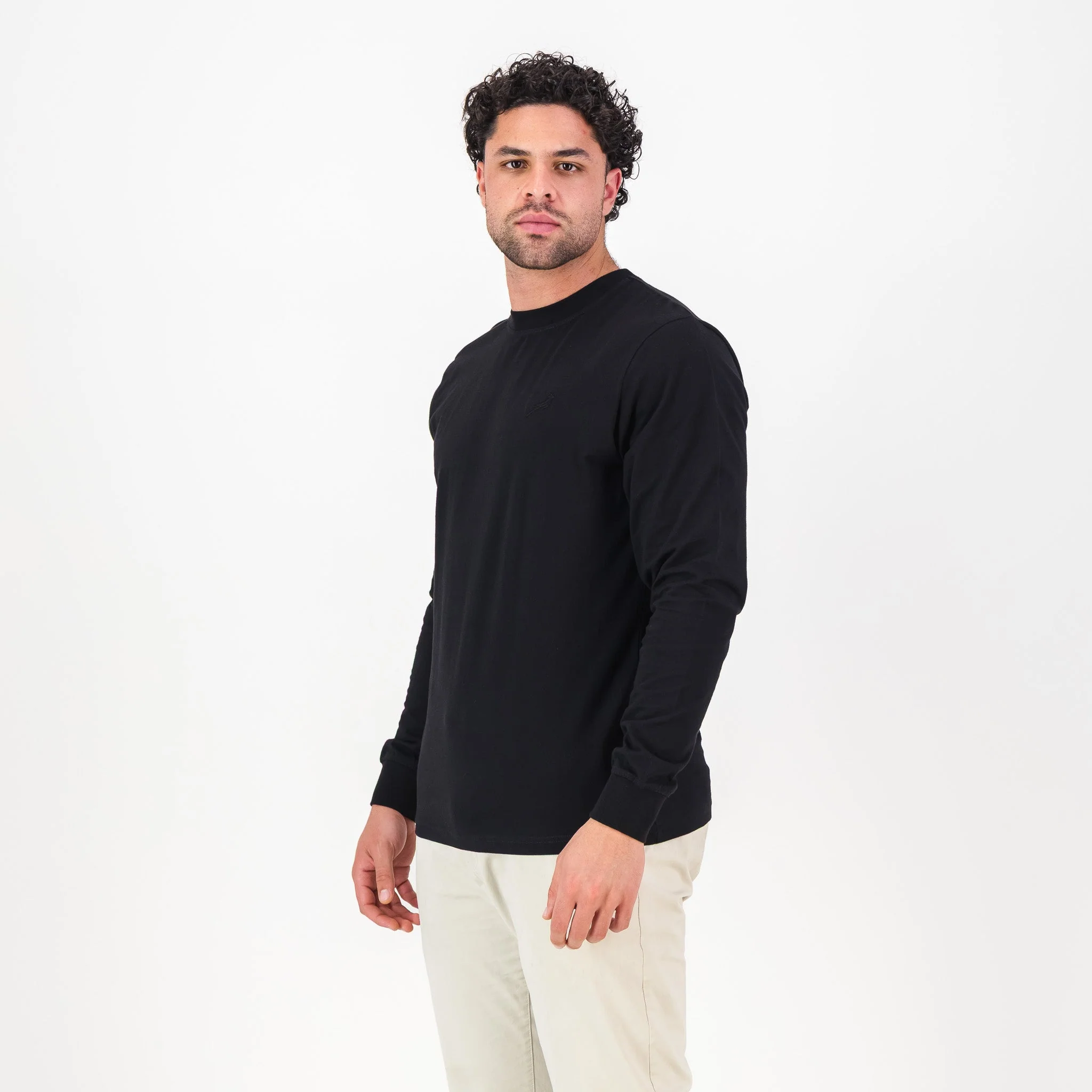 Springboks SML EMB LS Crew Tee - Black - Image 3