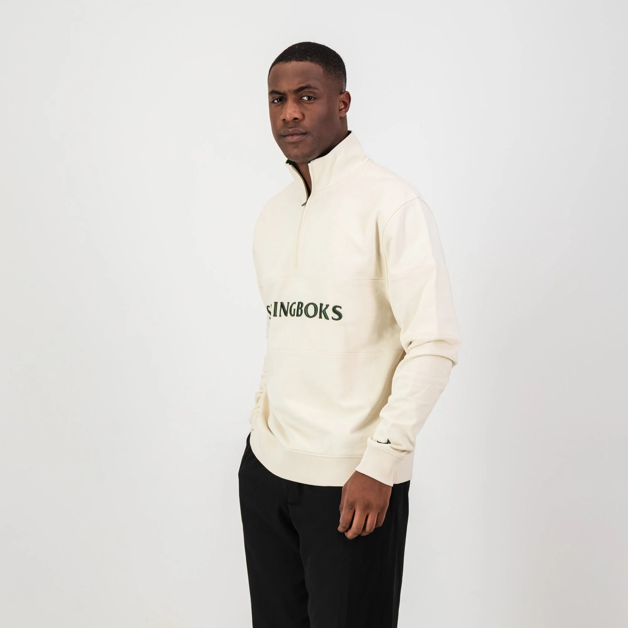 Springboks Word Quarter Zip Sweat-Ivory - Image 4