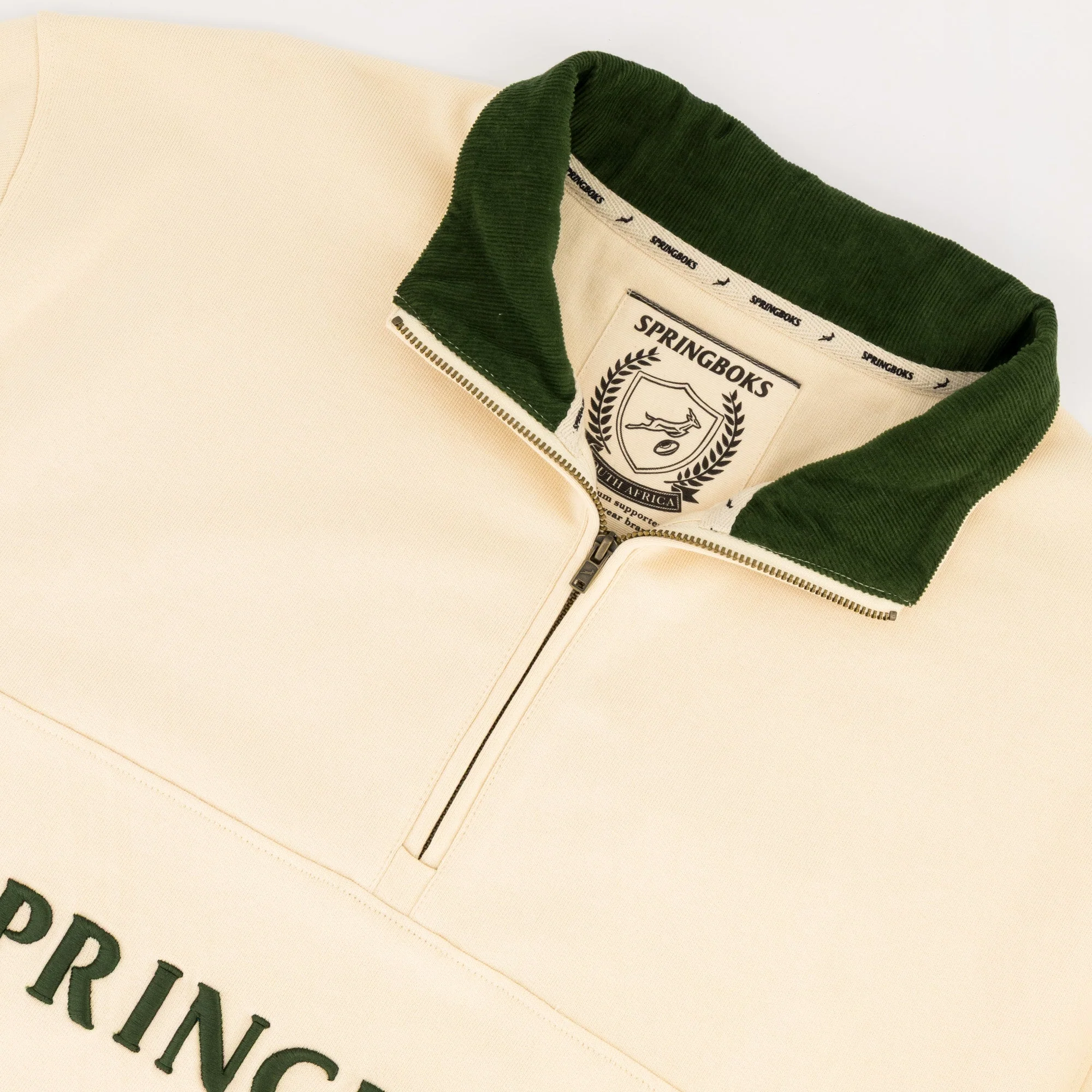 Springboks Word Quarter Zip Sweat-Ivory - Image 6
