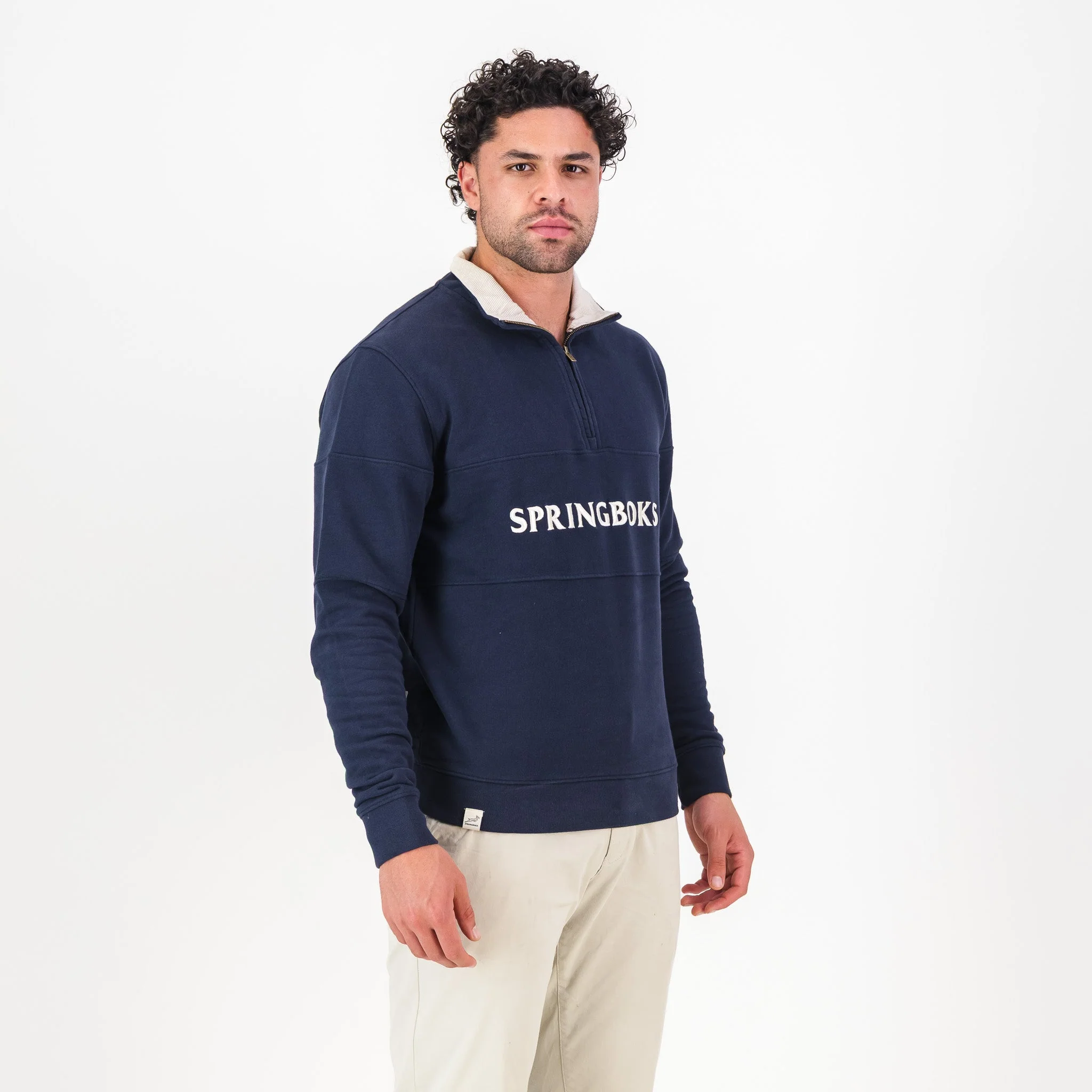 Springboks Word Quarter Zip Sweat-Navy - Image 3