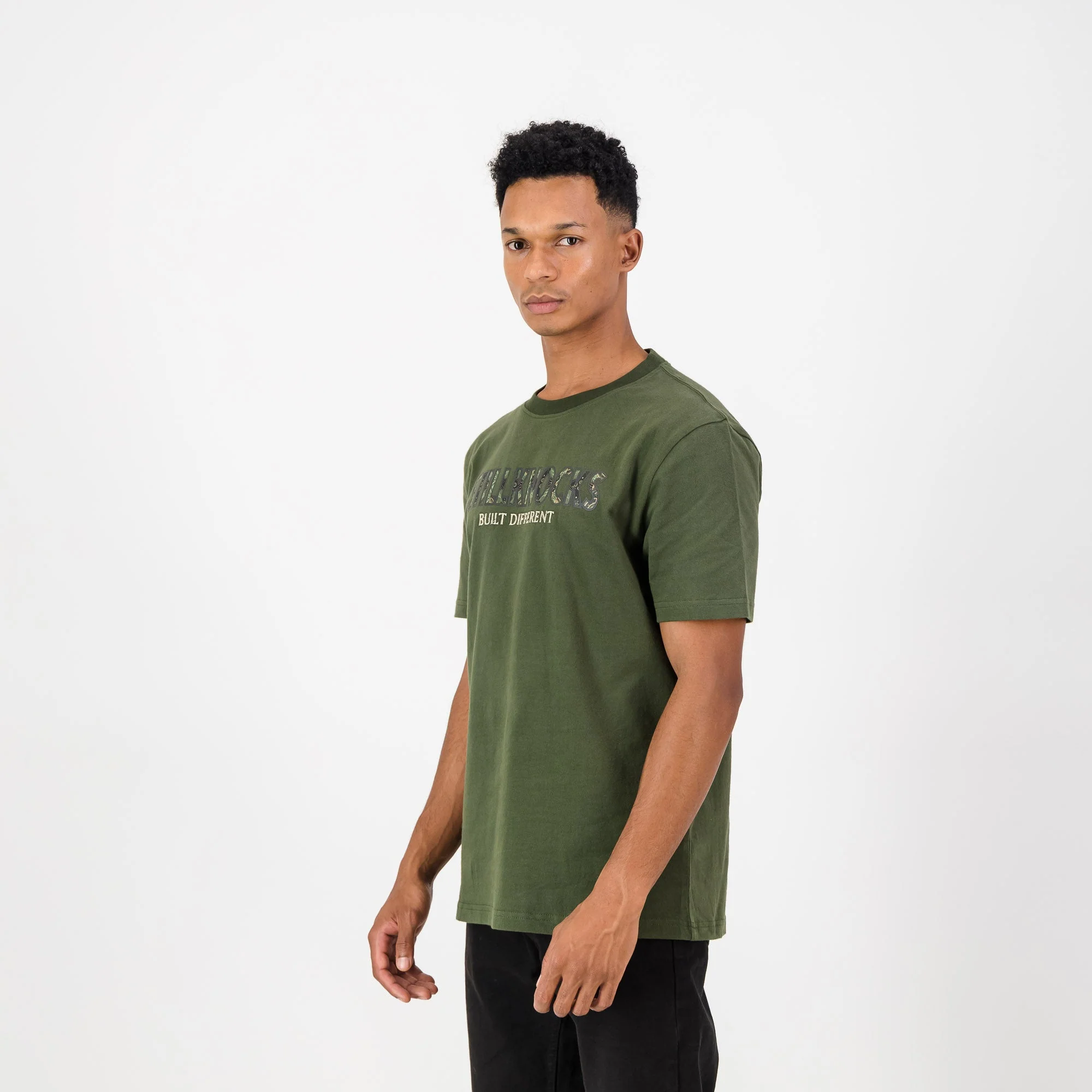 Stillknocks Built Diff Regular Crew Tee-Military Olive - Image 3